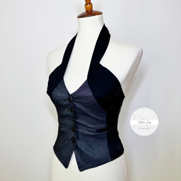 BEBE Halterneck Plunge Waistcoat Top Size XS - Picture 4 of 8